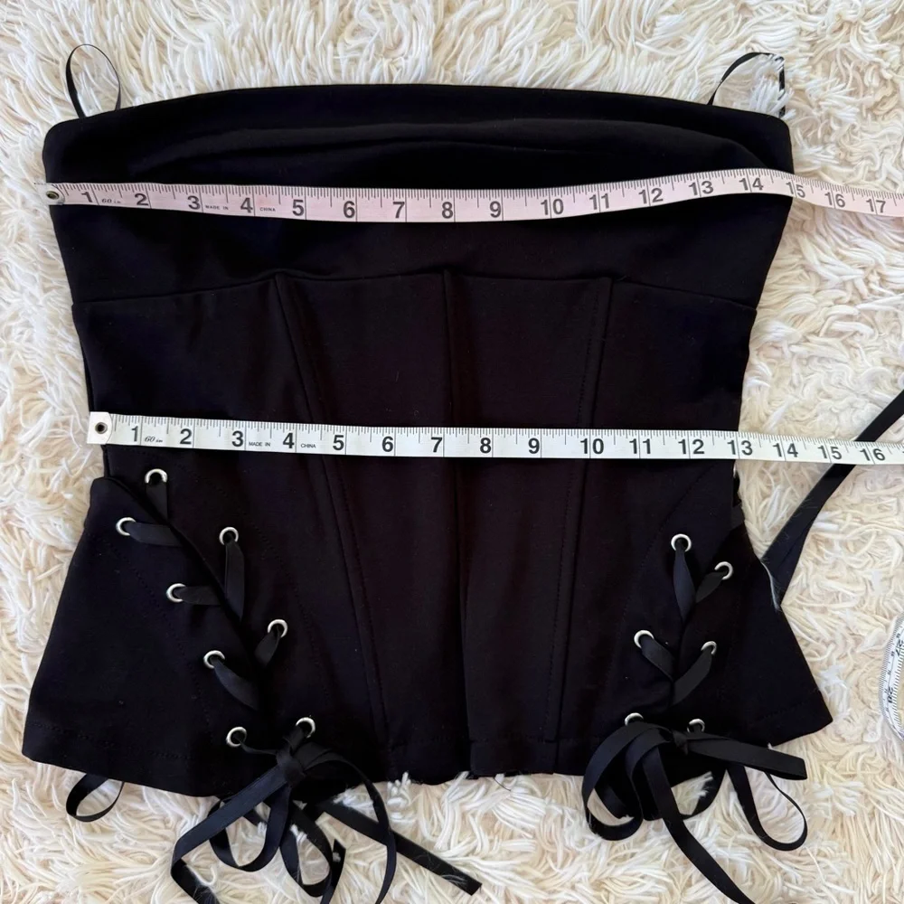 Forever 21 3-Piece Corset Mini Skirt Set Black Champagne Size M NWT